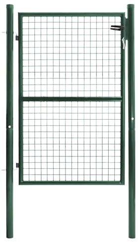 IDMarket - Cancello da giardino in acciaio verde 105 x 125 cm con serratura e maniglia