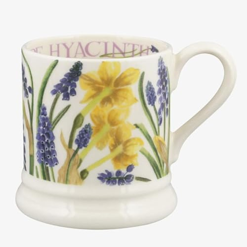 Emma Bridgewater 1/2 Pint, Keramik Kaffeetasse groß-Steingut, Cappuccino, Latte, Kaffee, Teetasse Schöne Tassen, Geburtstagsgeschenk-Kaffeebecher a-Tete & Traubenhyazinthe, Ceramic