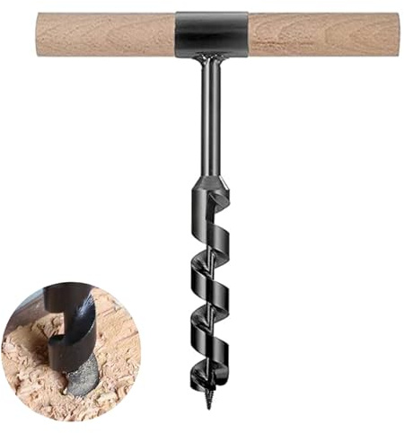 Holzbearbeitung Handbohrer, Multifunktional Manuelle Handbohrmaschine, Mit 20 cm langem Holzstab Bushcraft Bohrer, Für Dschungelsiedler Outdoor Camping, Rucksackreisen (38 * 260mm)