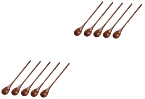 Cabilock 10piezas Cucharas De Madera Natural Para Cocina Juego De Utensilios De Mezcla y Para Té Café y Postres Fácil De Limpiar y Mantener