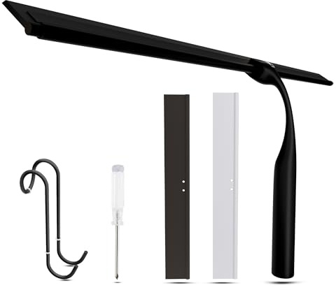 Wunset 40 cm Black Shower Squeegee, Large Window Squeegee - 6 Pieces Set Including 2 Replacement Silicone Lips, Squeegee Shower Cleaner for Shower Doors and Various Smooth Surfaces (40 cm, Black)