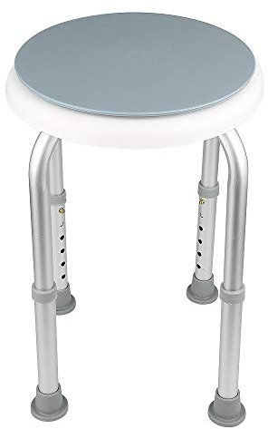 Belfoyer Duschhocker Duschstuhl für Senioren, Rund Anti-Rutsch Badhocker Höhenverstellbar 36-51cm, 360°Drehbarer, Aluminium Badsitz Belastbar bis 136 kg fur Alten und Schwangere
