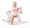 FUNLIO Einhorn Schaukelpferd Holz für 0,5-3 Jahre, Niedliches Schaukelpferd Baby mit Sicherheitsgurt und Rückenlehne, leicht zusammenzubauendes Kleinkindreitspielzeug, CPC Zertifiziert - Rosa