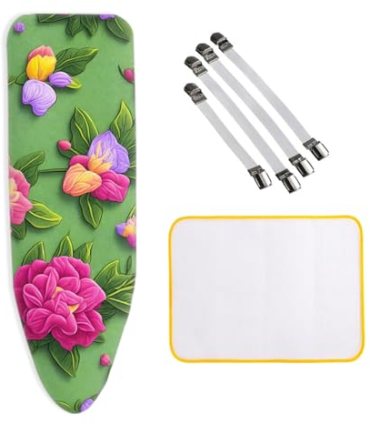 Bügelbrettbezug für Dampfbügelstation, geeignet für Bügelbrett von 30–45 cm x 110–125 cm, mit 4 Spannern, 1 Bügeltuch