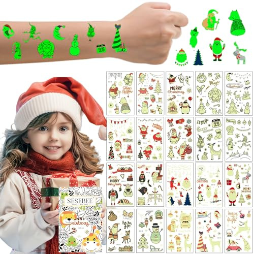 200 Pezzi Di Tatuaggi Temporanei Di Natale - Tatuaggi Luminosi Festivi Per Bambini, Tatuaggi Impermeabili, Divertenti Bomboniere Per Feste Di Natale, Regali Di Decorazioni Natalizie Perfette