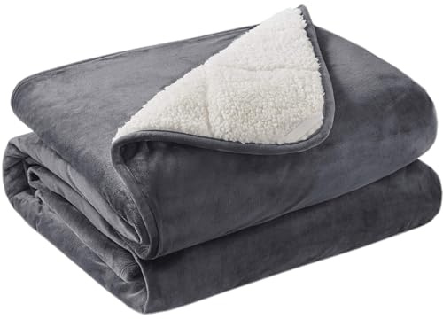 Degrees of Comfort Gewichtsdecke 150x200cm 9kg Sherpa Fleece Therapiedecke & Entspannungsdecke Weighted Blanket Oeko-Tex Zertifiziert Besser schlafen mit unserer schweren Bettdecke Holzkohle