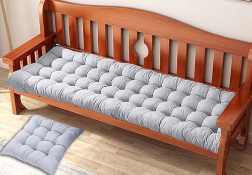 PLSZLL Bankkissen for 2- und 3-Sitzer, Dicke, weiche, rechteckige Kissen for die Innen- und Außenküche, Terrasse, Gartenbank, Chaiselongue, rutschfeste Sonnenliegenmatratze(Gray,160x45cm)