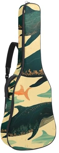 Bassgitarrentasche, 101,6 cm, 101,6 cm, doppelter verstellbarer Schultergurt, Akustikgitarre, Gigbag, Gitarrenkoffer, wasserdichtes Oxford-Gewebe, dicker Schwamm, Vintage-Stil, Ozeanwal, Vintage Ocean