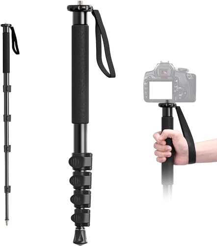 KLIOMAX 62 Inch Monopod with Integrated Safety Strap and 4 Section Extending Pole for All Digital Cameras, DSLR, Mirrorless, Compact Cameras, Camcorders & Cell Phones
