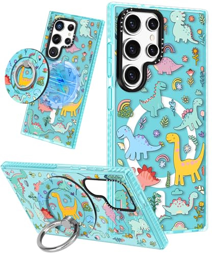 Kokaade for Samsung Galaxy S23 Ultra Case for Women Girls - Cute Kawaii Dinosaur Design Compatible with Magsafe for Magnetic Ring Holder Stand Phone Cover Girly TPU Funda for Galaxy S23 Ultra