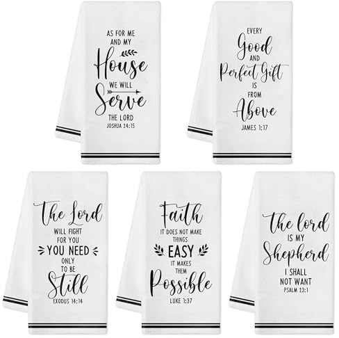 R HORSE 5pcs Religiöse Christliche Küche Geschirrtücher, Bibelvers Absorbierende Schnell Trocknende Tuch Geschirr Tee Handtücher, Wiederverwendbare Bar Hand Geschirrtücher Home Urlaub Dekor Geschenke