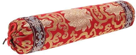 FOMIYES Chinesisches Nackenkissen Mit Kissenbezug Traditionelles Rundes Dekokissen Aus Rottönen Ohrenschutzkissen Für Sofa Und Bett Orientalisches Wurfkissen Für Holz Möbel