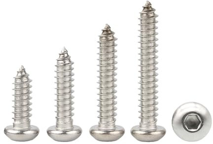 Inbusschlüsselschrauben Innensechskantschraube, 10 Stück, M5, M6, Länge 10–50 mm, Innensechskant, Knopf, runder Kopf, selbstschneidende Schraube, Holzschraube aus Edelstahl 304(12mm,M5-10pcs)