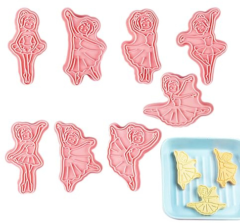 Formine Per Biscotti A formaa Di Ballerina - Set Da 8 Pezzi, Pressa Per Biscotti A formaa Di Ballerina | Timbri E Tagliapasta 3D Fai Da Te Per Biscotti E Pasta, Strumenti Per La Laurea E Decorazioni