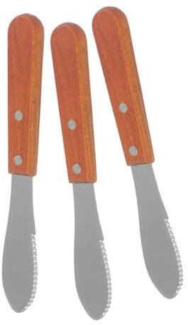 POPETPOP 3pièces Lot De Couteaux Multifonction Inoxydable Avec Manche Bois Coupe-fromage Couteau à Beurre Et Épandeur Pour Cuisine