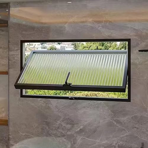 WhamtL Schiebefenster Badezimmer-Schiebefenster mit Wohndekor, Vertikales Drehfenster mit Changhong-Glas, Quadratisches Oberlichtfenster für Schlafzimmer(43x16in(1100x400mm))