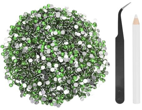sourcing map 4000 diamantes de imitación de resina con parte trasera plana, SS16 de 4 mm, gemas de brillo redondas a granel con herramientas de recogida para manualidades, vasos, tazas, ropa, color