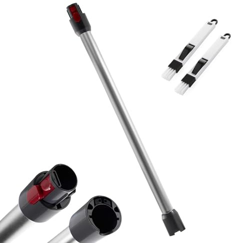 Tube d’extension compatible avec Dyson V7 V8 V10 V11 V15, Tube Télescopique Rigide, Barre d’extension avec Brosses 2-en-1, Accessoire Aspirateur (Argent)