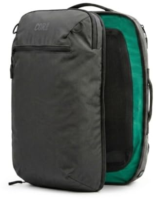 COR Surf Zaino da viaggio per laptop approvato da volo, zaino da viaggio per lavoro e weekender, per uomini e donne, Nero con cerniera nera, 34L, Con cerniera