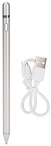 Stylet capacitif Actif Stylet Premium USB Rechargeable à Tactile Fine Tactile Stylo pour Le Dessin de l'écriture sur Les tablettes Android iOS téléphones alliages en Aluminium (Argent)