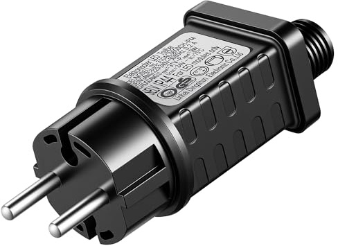 JIZZU Trasformatore Spina per Luci di Natale 31V 9W, Impermeabile IP44 Trasformatore LED Adattatore Alimentatore 9 Modalità, per Luci Natalizie, Catene Luminose, Reti Luminose e Luci a Ghiacciolo