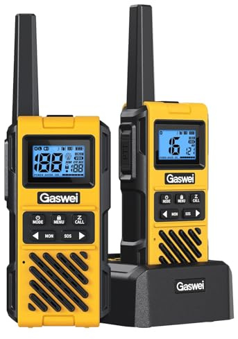 Gaswei G1pro+ IP67 wasserdichte Walkie-Talkies mit großer Reichweite | Lizenzfreies PMR 446 Funkgerät mit VOX-Handsfree, SOS-Notruf & FM-Radio für Camping, Outdoor, Reisen & Baustelle (2 Stück)