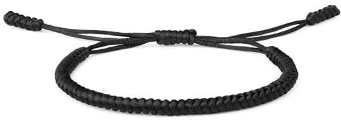 XIANNVXI Herren Armband Schwarz Geflochten Armbänder Surfer Armband Herren Schwarzer Segeltau Stoff Tibetisches Glücksarmband Handgefertigt Verstellbares Armbänder Männer