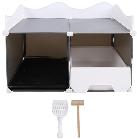 Caja de arena cerrada con cajón de la Guardia de salpicaduras | Caja de arena Cubierta con olor para Gatos interiores | Bandeja de arena para Gatito Tapa desmontable con (Gris)