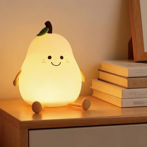 Betensh Nachtlicht Kinder Birnen Silikon, Nachtlicht Baby Aufladbar/Touch/Timer, Birnen Lampe Stilllicht, Kinder Nachttischlampe für Mädchen Junge Geschenk
