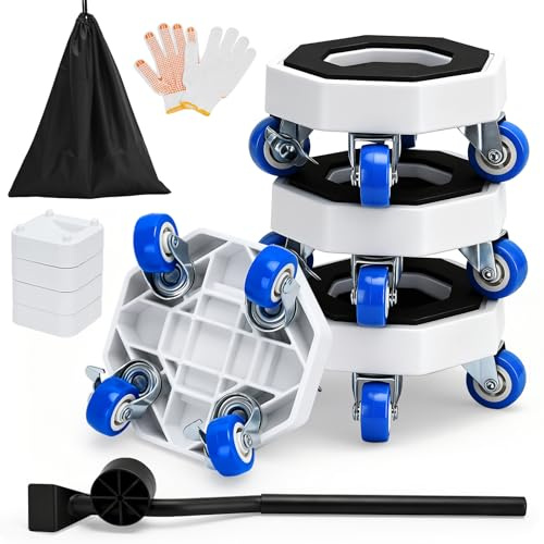 COVVY Ensemble de 4 roulettes pour déménagement de meubles | Outil de levage à 360° pour roues de meubles, capacité de charge maximale de 400 kg, déplacement facile des meubles lourds