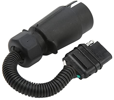 ERYUE Adaptador de Remolque Redondo a Plano Conexión Segura para Luces RV Adaptador de Remolque 7 Pines a 4 Pines para Caravana Camping Terminales Latón