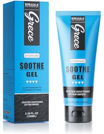EMALLA GRECE Tattoo Soothing Gel 100ml | Kühlende Linderung Premium Tattoo-Versorgung für Frische Tattoos, Spendet Feuchtigkeit & Beruhigt Juckende Haut