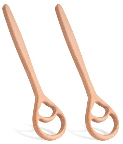 2pcs Wooden Danish Dough Whisk, 12.2 Dutch Wood Bread Whisk Sourdough Mixing Mixer Tool for Pizza Dough Batter Baking Food-Safe Home Kitchen Tools Supplies