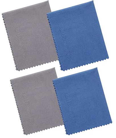 Wisdompro Brillenputztücher Mikrofaser 4 Stück, 30,2 x 21 cm und 34,2 x 22,2 cm Brillenputztuch für Brillen, Handys, Kameras und Monitore (Blau/Grau)