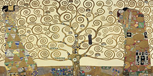 LuxHomeDecor Gustav Klimt The Tree of Life L’Albero della Vita 100x50 cm Quadro Stampa su Pannello in Legno MDF Bordo Nero
