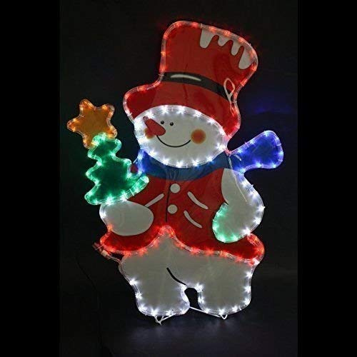 Garden Mile groß Schneemann Multifunktional Seil Licht Silhouette BELEUCHTET mit Multifarben LED Lampen wasserfest innen oder aussen Weihnachtsdekoration Lichterkette 60cm