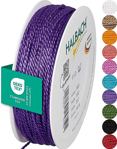Halbach Satinkordel, 2 mm x 50 m, fliederfarben | Glänzende Acetat-Kordel, Made in Germany und Öko-Tex 100 zertifiziert, waschbar und wetterfest, ideal für Indoor und Outdoor