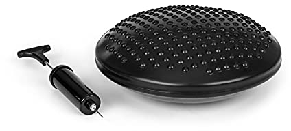BoarderKING Balancekissen für das Indoorboard inkl. Pumpe, Fitness Rückentraining Ballsitzkissen Gleichgewichtskissen Balancetrainer Luftkissen Sitzkissen, Zubehör, 30 x 5 cm (ØxH) schwarz