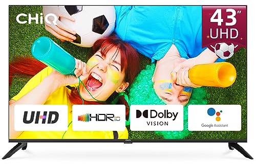 CHIQ U43H7A, 43(108cm), Android Smart TV, UHD, 4K, WiFi, Bluetooth,Google Assistant, Netflix, Prime Video,3 HDMI,2 USB