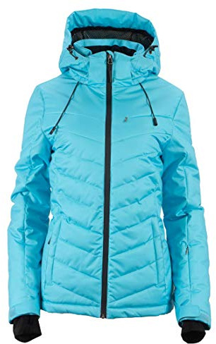 RENNER XXL Emra Damen Skijacke Curvy | Wattiert & Wasserdicht | Große Größen 46-52 | Abnehmbare Kapuze | Atmungsaktiv & Winddicht | Schneefang & Reißverschlusstaschen