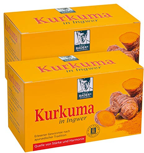 BADERs Kurkuma in Ingwer Gewürztee, 2 x 20 Filterbeutel | Aus der Apotheke, Nach ayurvedischer Tradition, Erlesene Qualität
