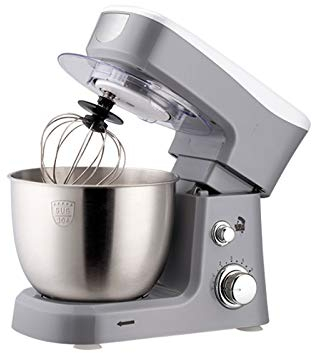 JHNEA Batidora Amasadora, Amasadora (600 W, con Bol de Acero Inoxidable de 3.5L, Amasador, Batidor, Varillas y Protección para Salpicaduras),Sliver