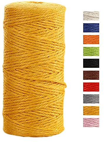 JeogYong Spago Juta Corda di Juta 2mm x 100m, Naturale 3 Strati Spago da Giardino, Corda di Iuta Spessa per Decorazioni Floreali, Fai Da Te, per Confezionare Regali (Dorato)