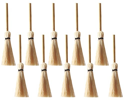 TOYANDONA 12Pcs Miniature Witch Brooms Straw Broom Mini House Decorations Mini Broomstick Ornaments Halloween Party Costume Witch Broom