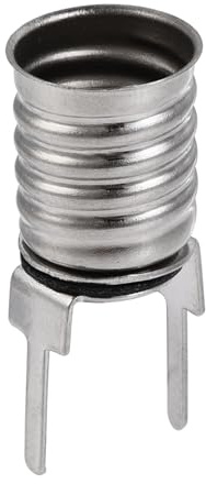sourcing map 20 Stück E10 Lampenfassung 10.5x25mm DC 30V Lampenfassung Schraubsockel mit Draht Vernickeltes Kupfer | 20 Stück, mit Draht Vernickeltes Kupfer