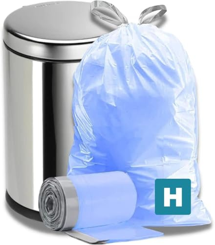 Plasticplace Bolsas de reciclaje compatibles con código H (100 unidades) color azul con cordón para bolsas de basura de 9 galones/34 litros de 18.5 x 28 pulgadas