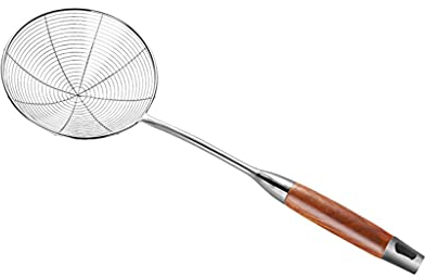 WRLRUILIAN Cucharas de café espresso, colador de araña de acero inoxidable, cuchara de espumadera profesional para freír y cocinar con mango largo, colador de pasta, cucharas de té (tamaño mediano)