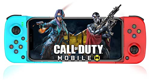 Manette de jeu pour iPhone, MFi Wireless Mobile Gamepad Bluetooth Joysticks pour Android/iOS/PC, iPhone 15 14 13/Mini/Pro Max, 12, 11, pour Samsung Galaxy, Nokia, OPPO, Google, Direct Play(rouge+bleu)
