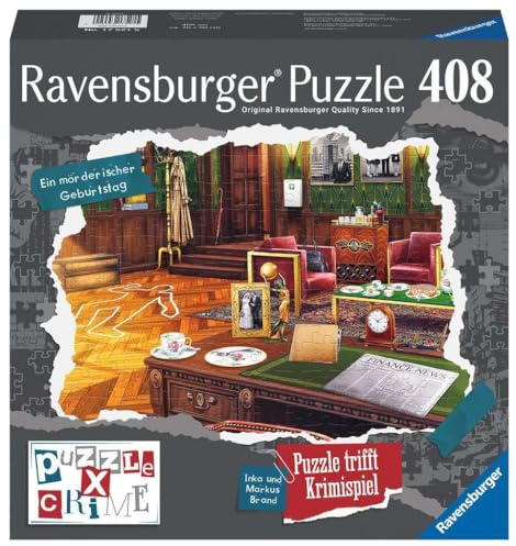 Ravensburger Puzzle X Crime: EIN mörderischer Geburtstag - 408 Teile Puzzle | 408 Teile Krimi-Puzzle, Krimispiel für Escape Room-Fans, 1-4 Spieler, Erwachsenenpuzzle, Geschenk für Spieleabende