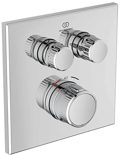 Ideal Standard A7302AA Ceratherm Navigo Brausethermostat Unterputz, Zwei Entnahmestelle, Dusche Duscharmatur Duschthermostat, Temperatursperre bei 40° C, Chrom